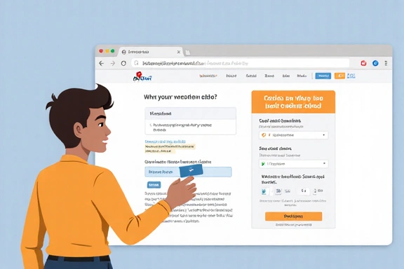 Ilustración de un usuario gestionando la configuración de privacidad en un navegador web, con iconos de engranajes y casillas de verificación.